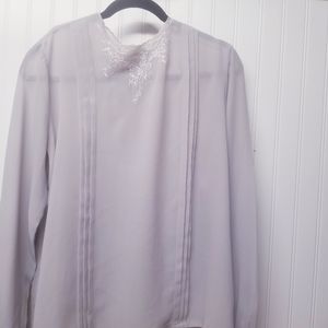 Vintage JCPenney Silver Polyester Shirt Size 18